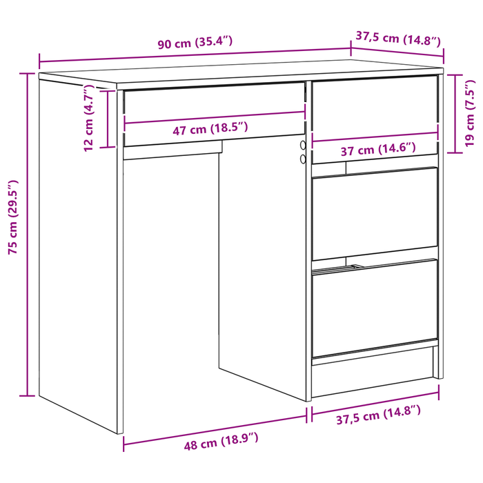 Scrivania Marrone da Scrittura Rovere Artigianale