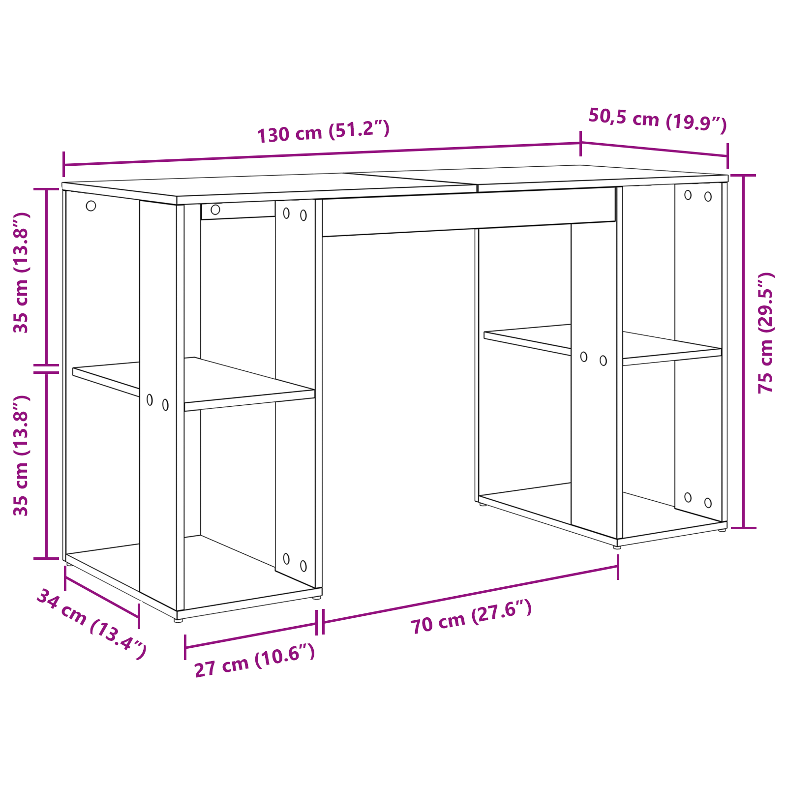 Scrivania Computer Rovere Nero Rovere Nero MDF Media