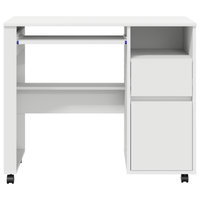 Scrivania Bianca con Cassetti Bianca MDF, Truciolare Standard