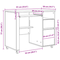 Scrivania Bianca con Cassetti Bianca MDF, Truciolare Standard