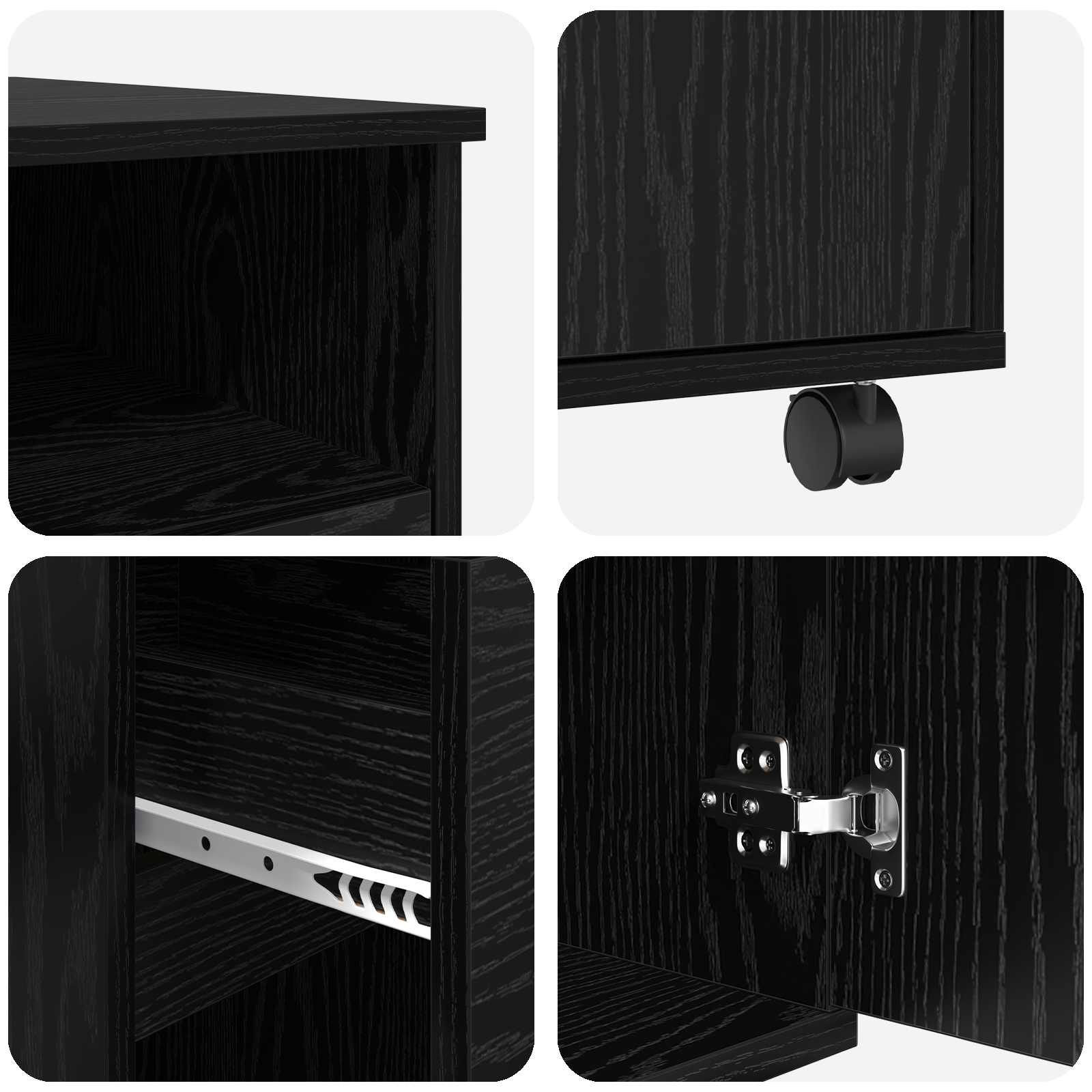 Scrivania in Rovere Nero Rovere Nero Legno ingegnerizzato, Metallo