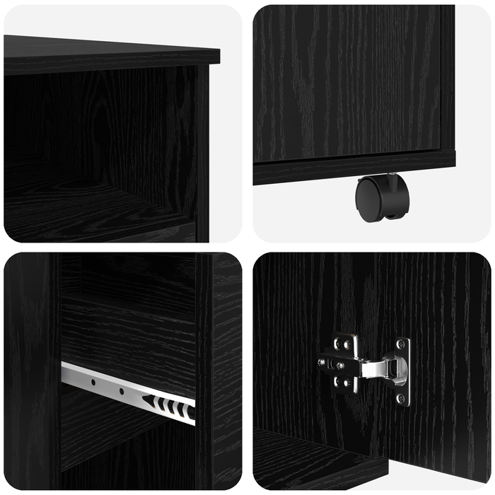 Scrivania in Rovere Nero Rovere Nero Legno ingegnerizzato, Metallo