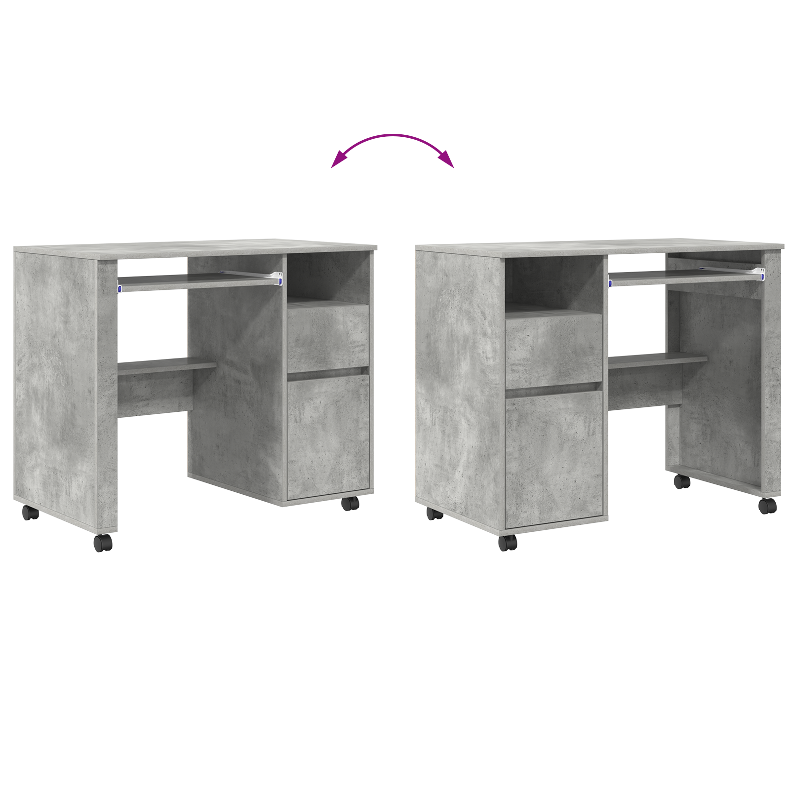 Scrivania in cemento grigio Grigio cemento Truciolare Media Ruote