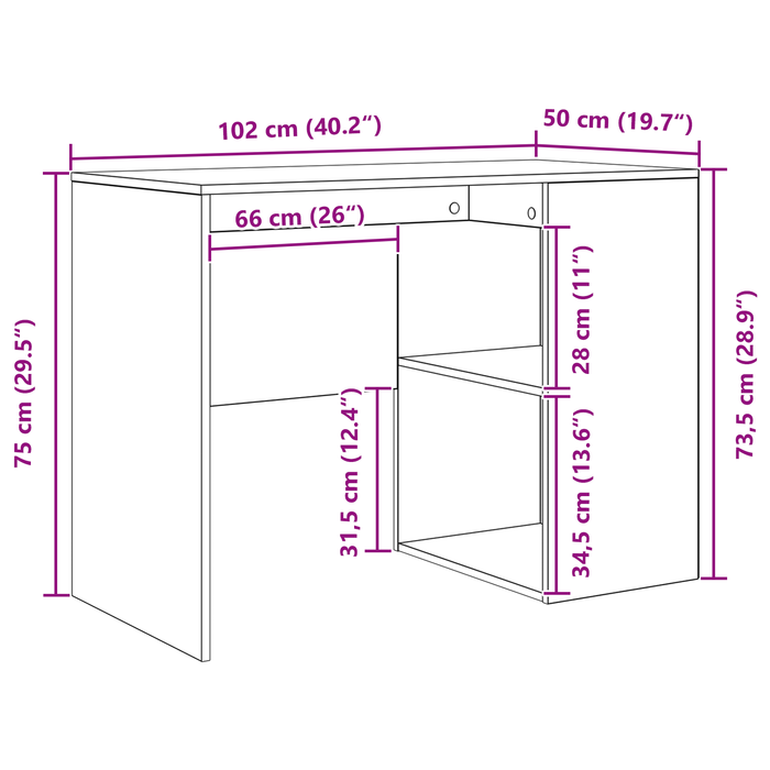 Scrivania Rovere nero Legno ingegnerizzato Compatta