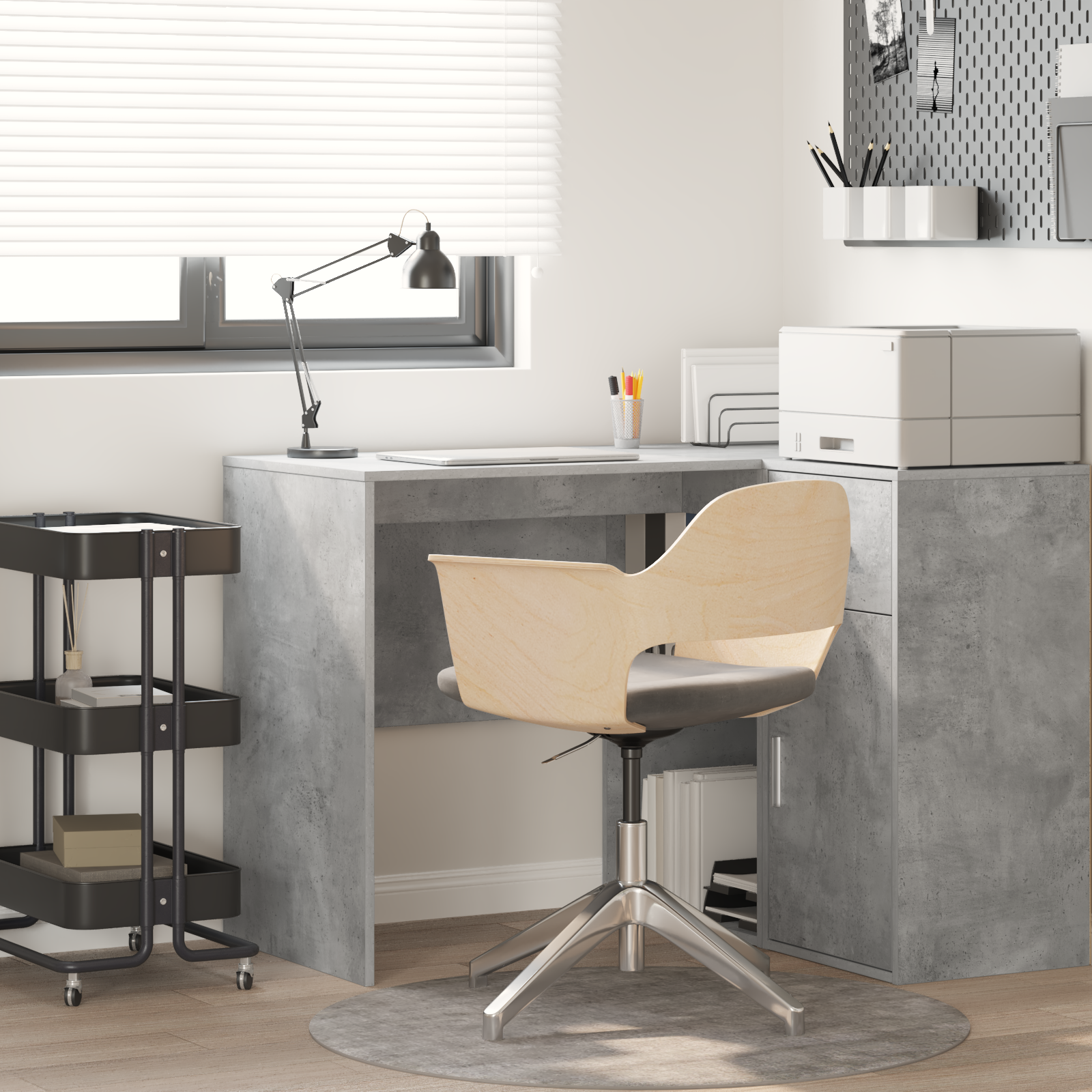 Scrivania Grigio cemento Legno composito Compatta Storage