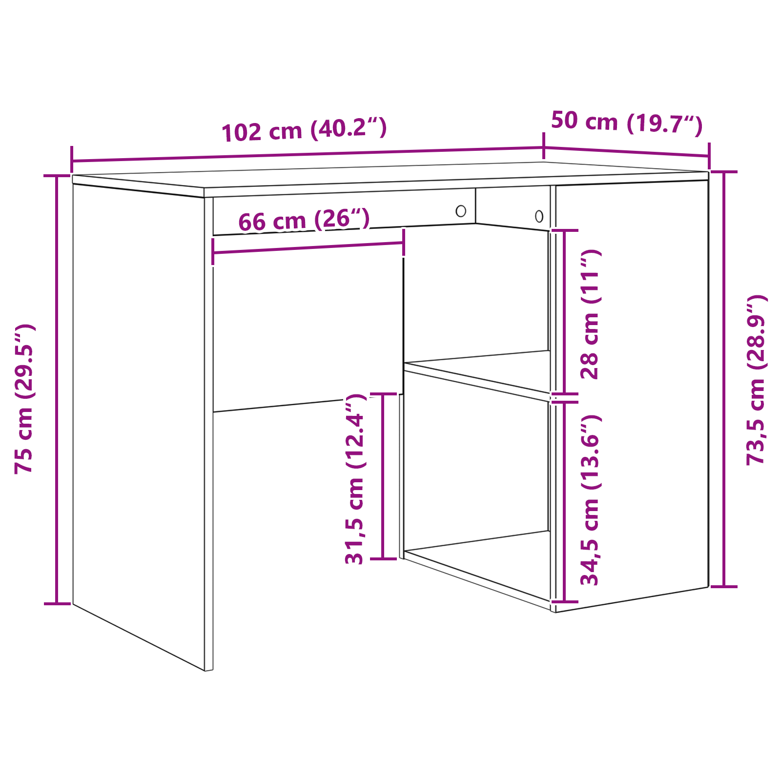 Scrivania Grigio cemento Legno composito Compatta Storage