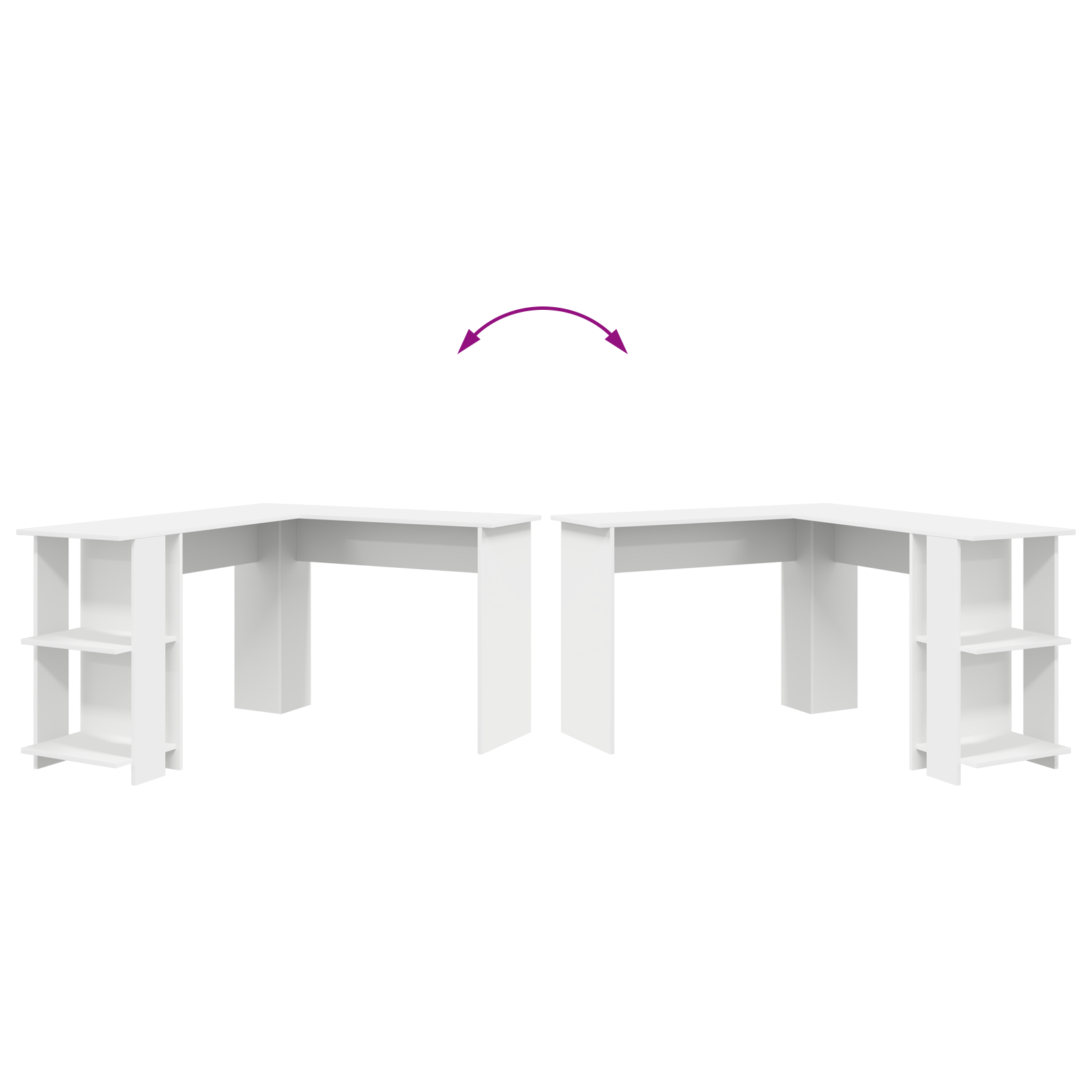 Scrivania Angolare Bianca Bianco Legno Ingegnerizzato Grande