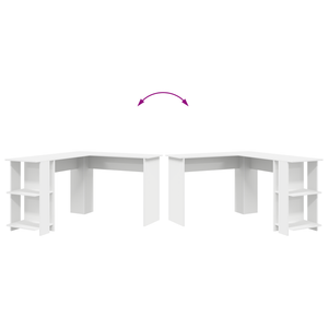 Scrivania Angolare Bianca Bianco Legno Ingegnerizzato Grande