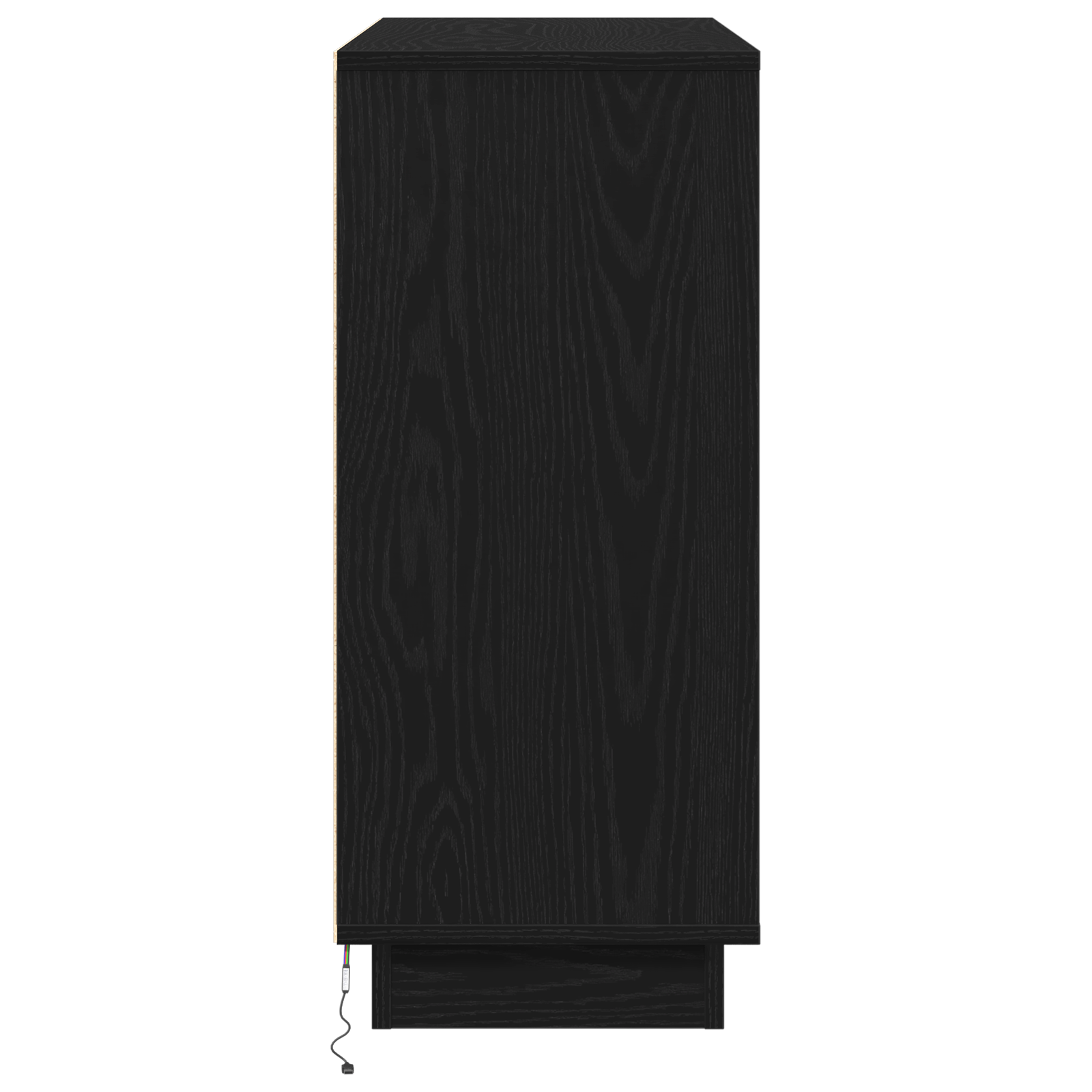 Sideboard  con LED in rovere nero 90x32x75 cm in legno ingegnerizzato
