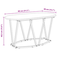 Tavolino da caffè  Nero Rovere 80x40x40,5 cm in Legno Composito e Metallo