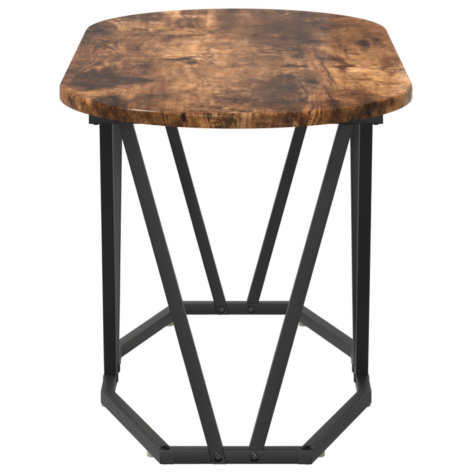 Tavolino da caffè in rovere affumicato 80x40x40,5 cm in legno ingegnerizzato e metallo