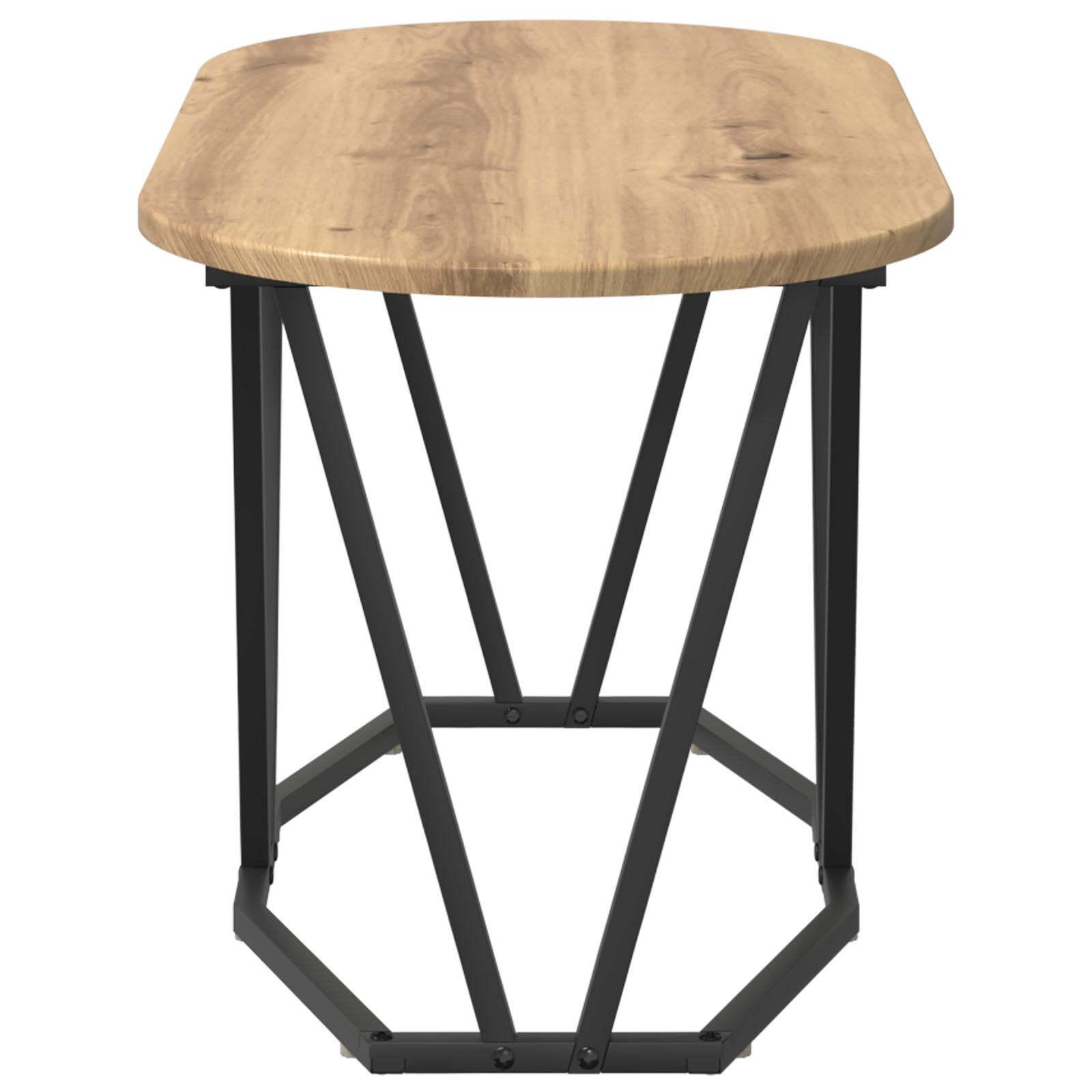 Tavolino da caffè  in rovere, 80x40x40,5 cm, in legno ingegnerizzato e metallo