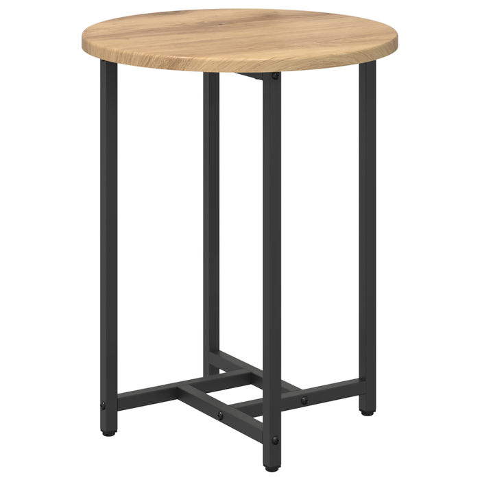 Set di 2 Tavolini in Legno Composito di Quercia e Metallo