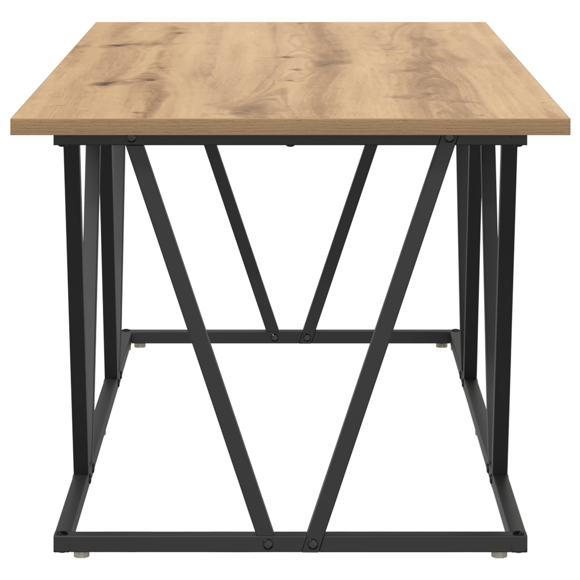 Tavolino da caffè  in rovere fatto a mano 100x50x40 cm in legno ingegnerizzato e metallo