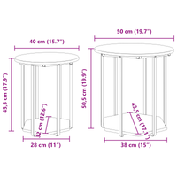 Tavolino 2 pz in Legno Ingenerizzato Rovere e Metallo