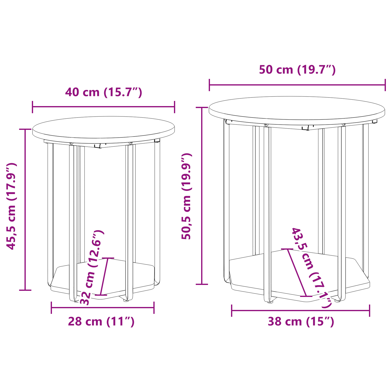 Tavolino 2 pezzi Grigio Sonoma in Legno Ingegnerizzato e Metallo