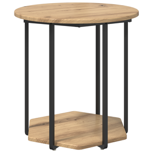 Set di 2 Tavolini in Legno ingegnerizzato Rovere e Metallo