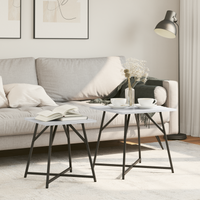 Tavolino 2 pz Grigio Sonoma in Legno Ingegnerizzato e Metallo