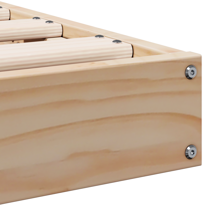 Struttura letto a terra  Bianca 80x220 cm in legno massello di pino