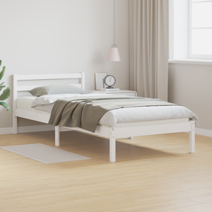 Letto con testiera Bianca 90x220 cm Legno massello di pino