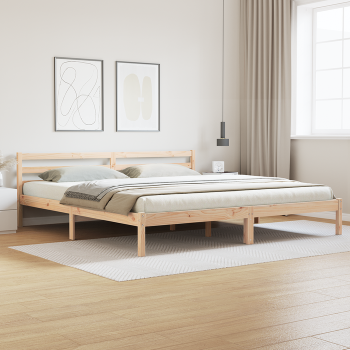 Letto  con testata 200x220 cm in legno massello di pino
