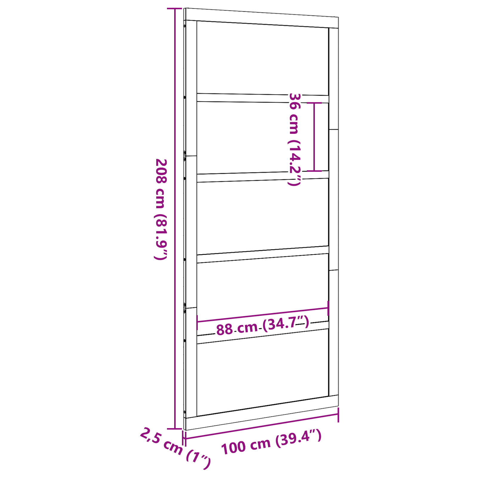 Porta a Barn Marrone Cerato 100x208 cm Legno Massiccio Pino