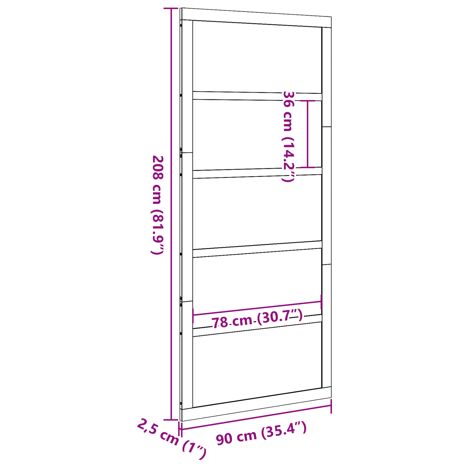 Porta in Pino Massello Legno Chiaro 90 x 2.5 x 208 cm Durevole