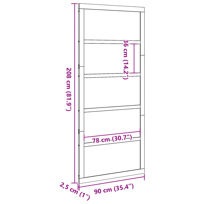Porta a Fattoria Marrone Cerato 90x208 cm Legno Massiccio di Pino