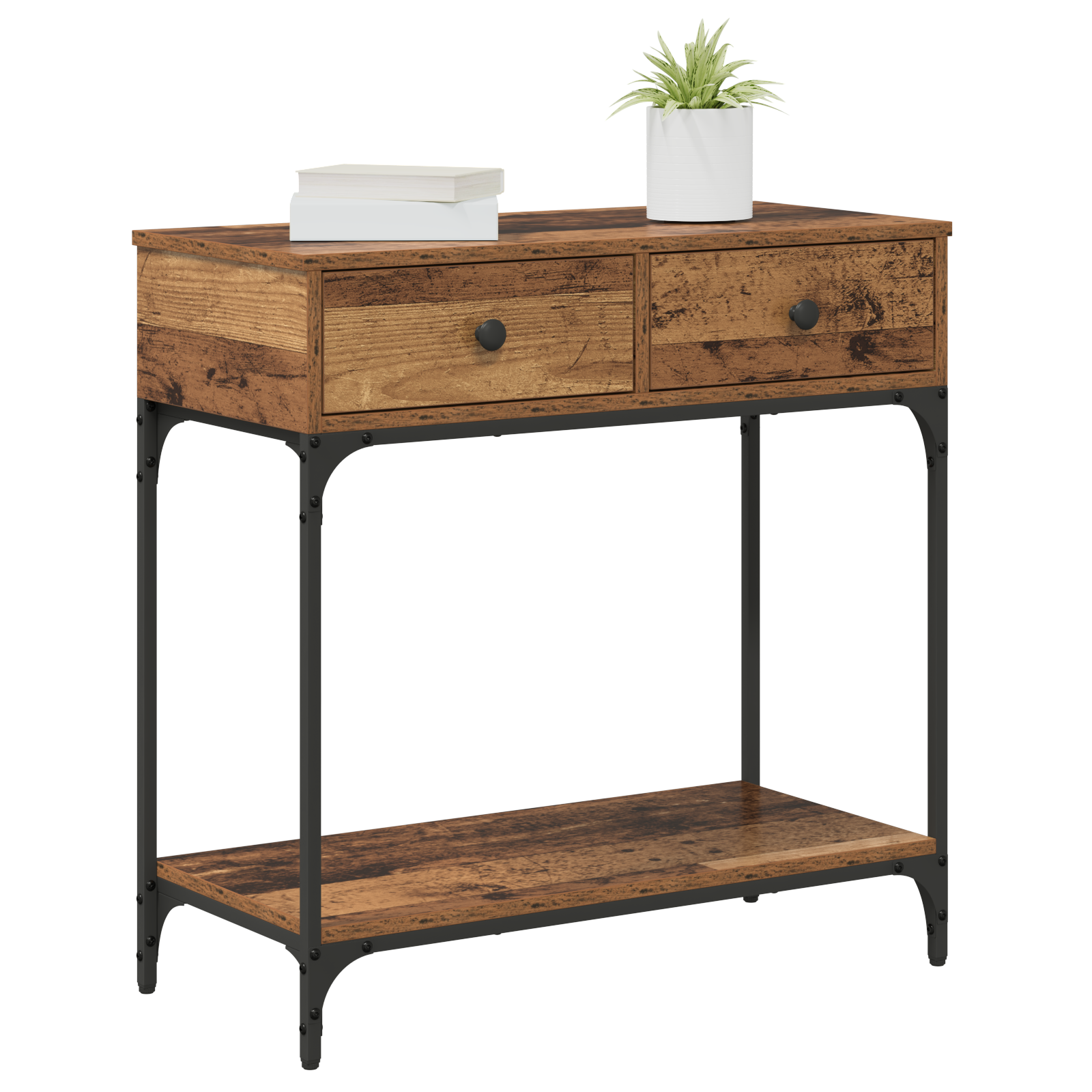Tavolo Console Legno Vecchio 75x34.5x75 cm Legno Ingegnerizzato