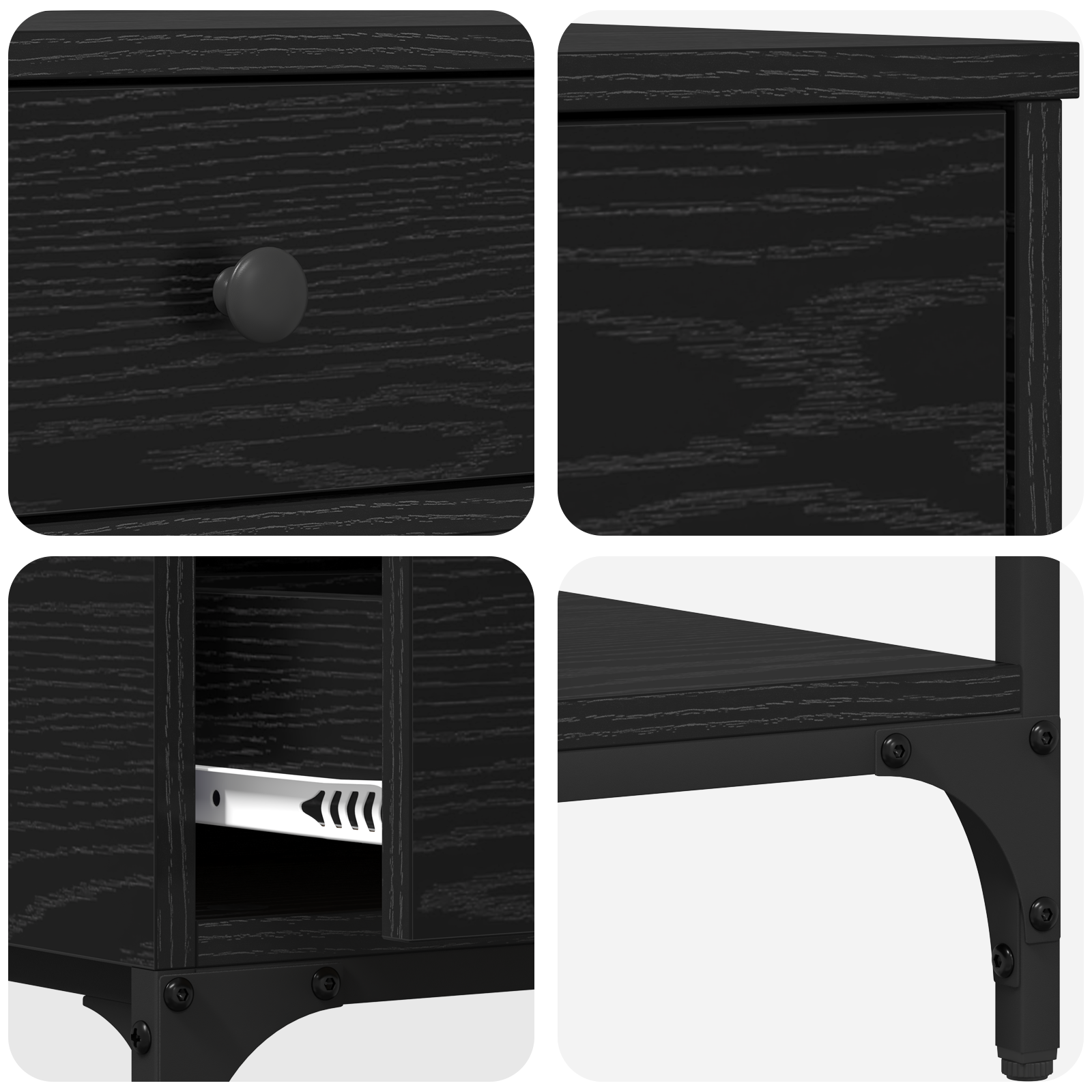 Tavolino Console Rovere Nero 75x34.5x75 cm Legno Ingegnerizzato