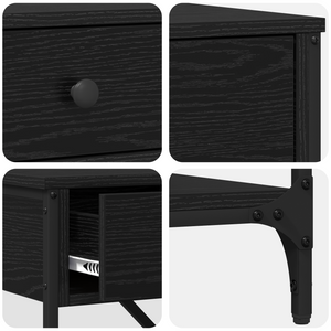 Tavolo Console Rovere Nero 100x34.5x75 cm Legno Ingegnerizzato