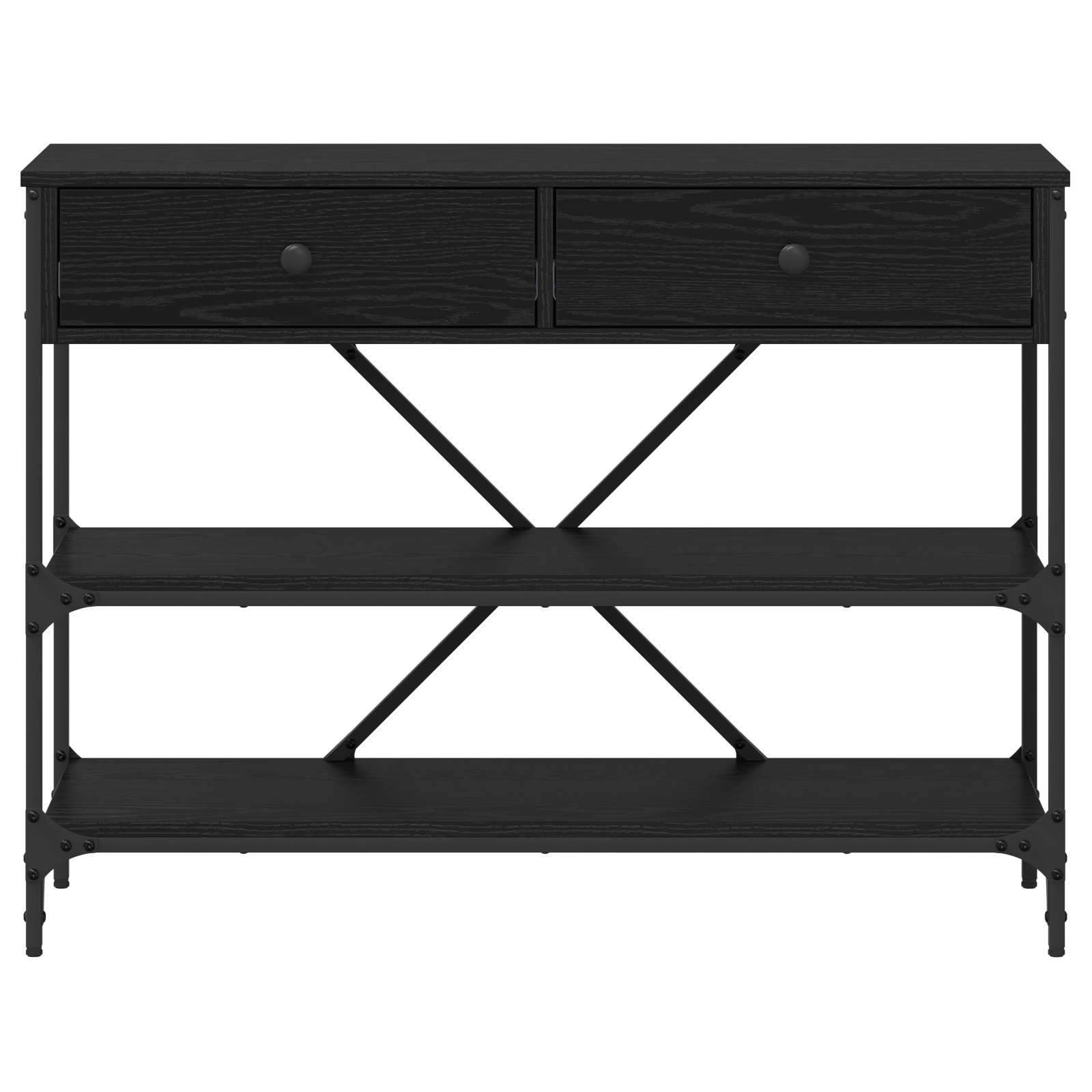 Tavolo Console Rovere Nero 100x34.5x75 cm Legno Ingegnerizzato