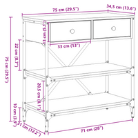 Tavolo Consolle Rovere Artigianale 75x34.5x75 cm Legno ingegnerizzato