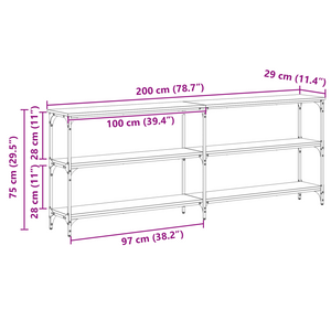 Tavolo Consolle Legno Vintage 200x29x75 cm Legno Ingegnerizzato
