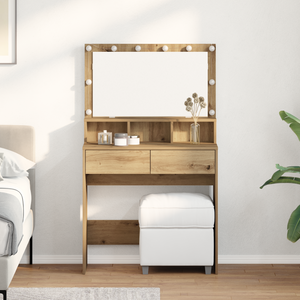 vidaXL Tavolo da Trucco rovere artigianale 80 x 41 x 134.5 cm