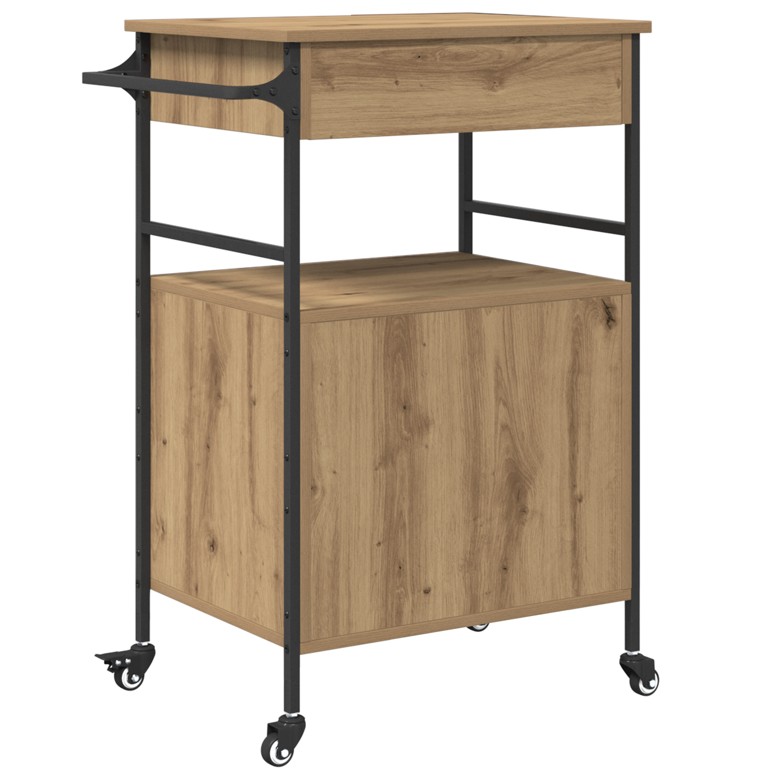 Carrello da Cucina Rovere Artigianale 56x43x89.5 cm Legno Ingegnerizzato
