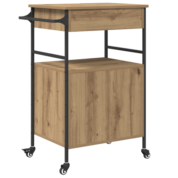 Carrello da Cucina Rovere Artigianale 56x43x89.5 cm Legno Ingegnerizzato