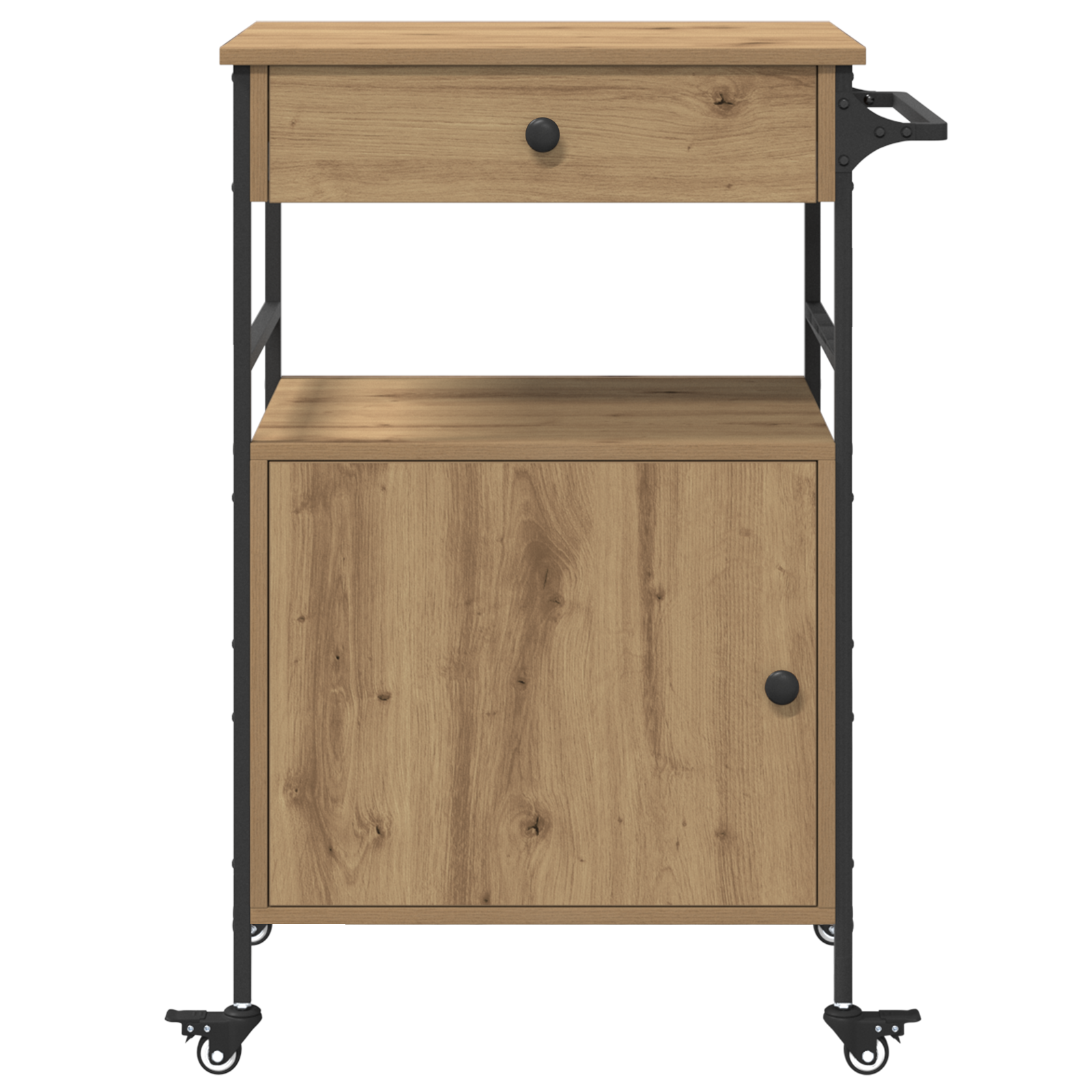 Carrello da Cucina Rovere Artigianale 56x43x89.5 cm Legno Ingegnerizzato