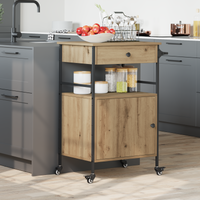 Carrello da Cucina Rovere Artigianale 56x43x89.5 cm Legno Ingegnerizzato