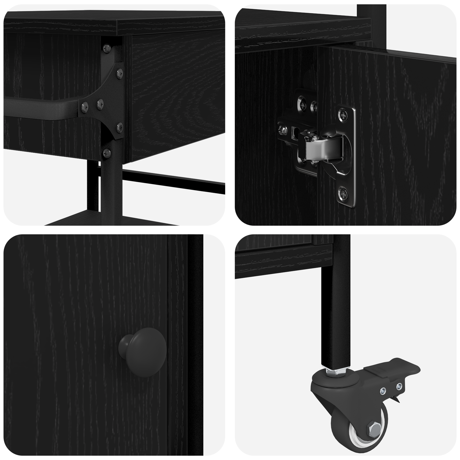 Carrello da Cucina Rovere Nero 56x43x89,5 cm Legno Ingegnerizzato