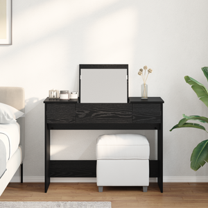 Toeletta con Specchio Rovere Nero 100x45x76 cm