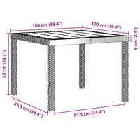 Tavolo da Giardino Bianco 100x100x73 cm in Rattan Politossidico