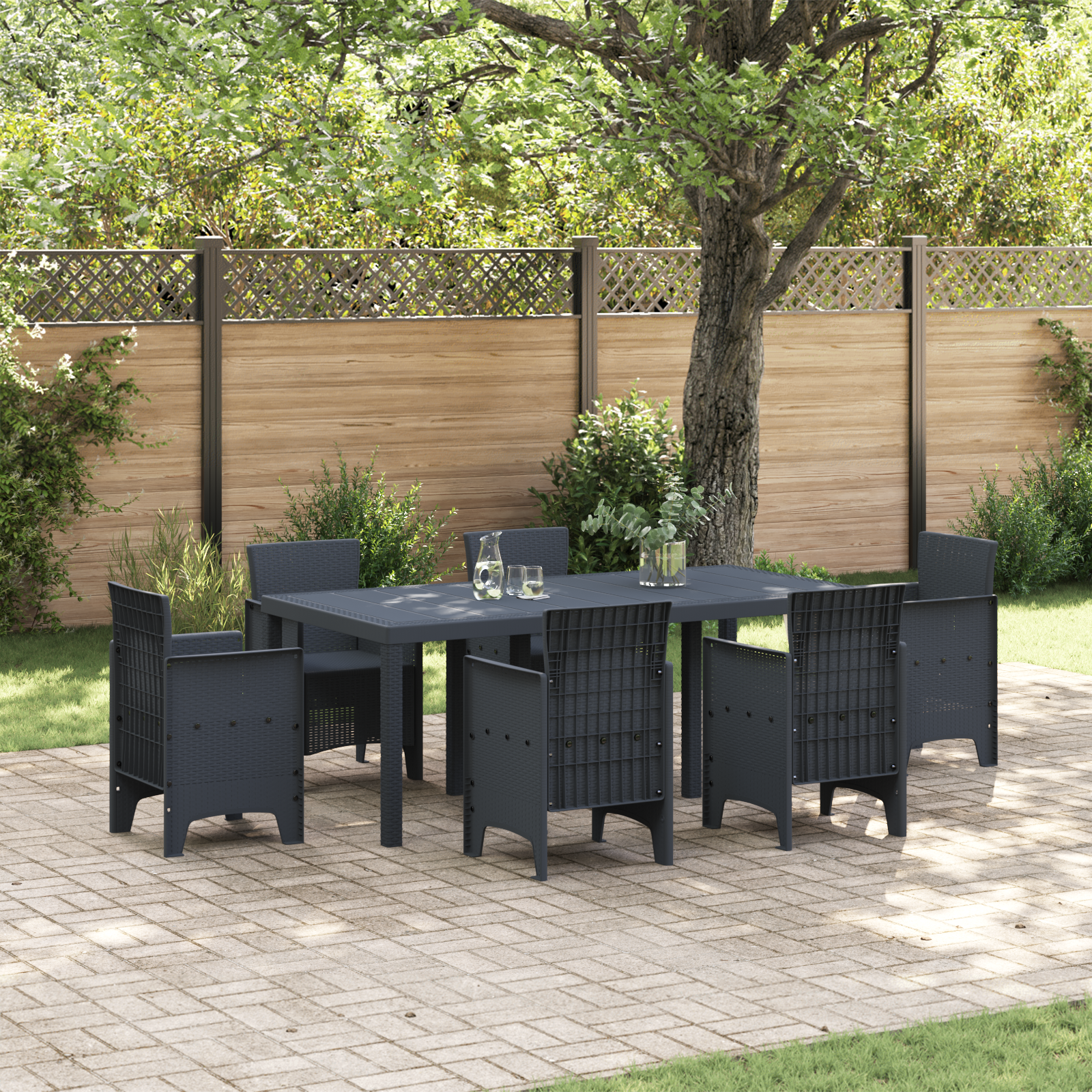 Tavolo da giardino  Antracite 200x100x73 cm in Rattan Sintetico