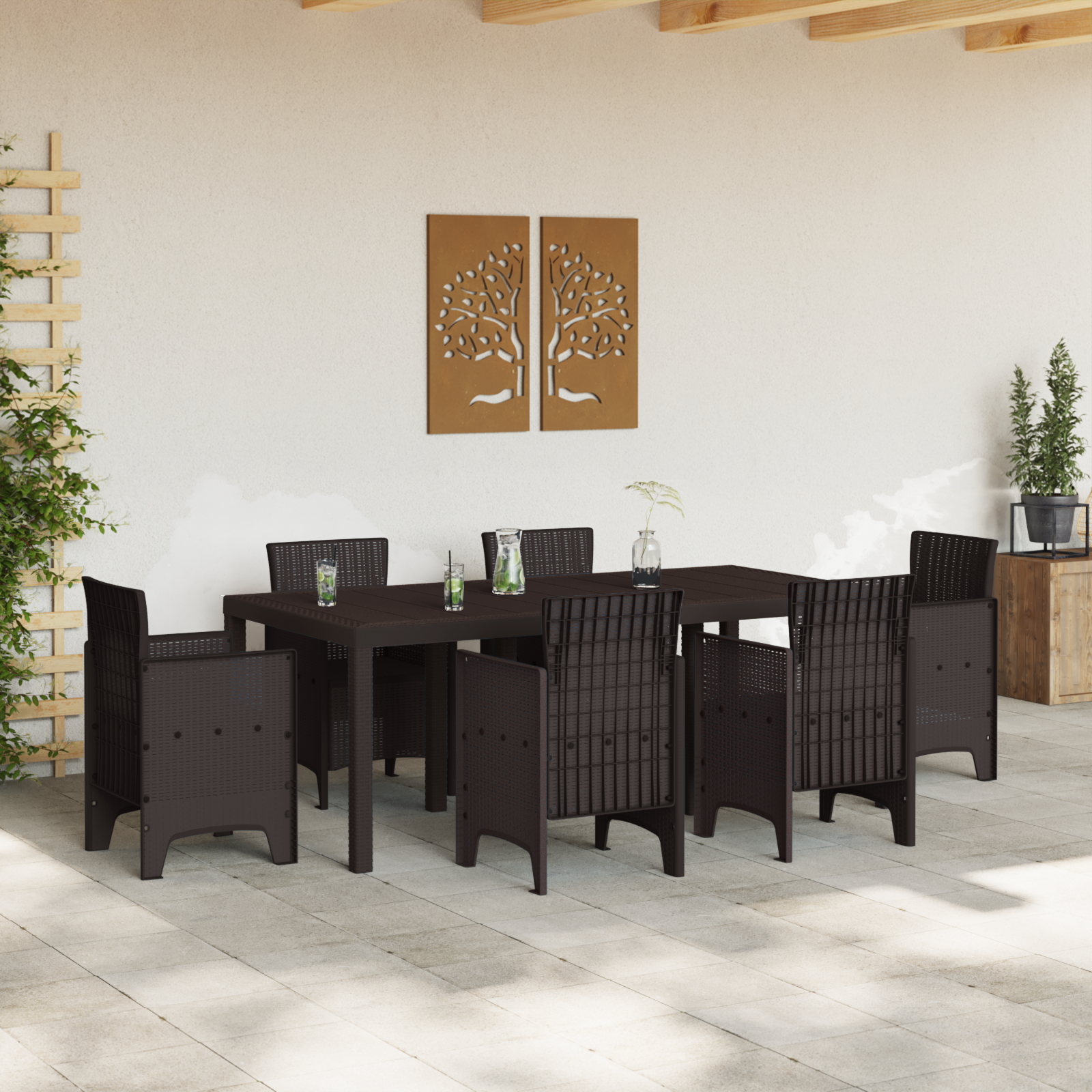 Tavolo da Giardino  Marrone 200x100x73 cm in Polyrattan