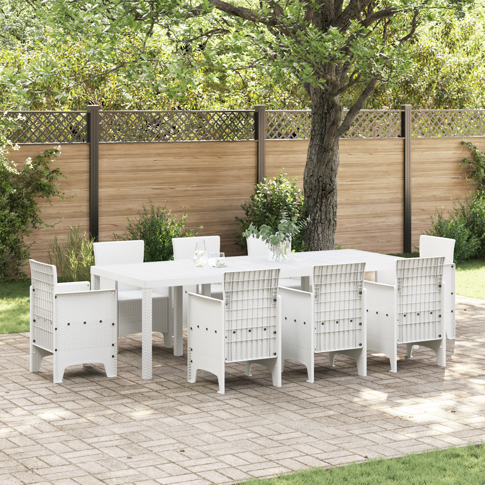 Tavolo da giardino  Bianco 250x100x73 cm in Rattan Sintetico