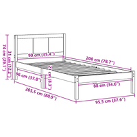 Struttura Letto Singolo in Legno di Pino Naturale