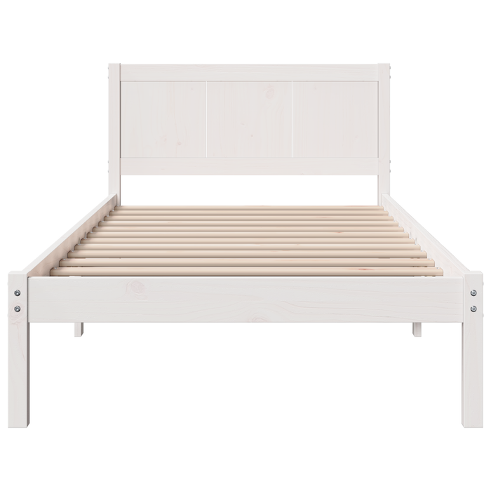 Struttura letto bianco Bianco Legno massello di pino Singolo