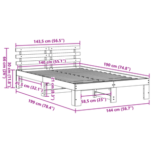 Rete per Letto in Legno di Pino Marrone Cerato Legno massello