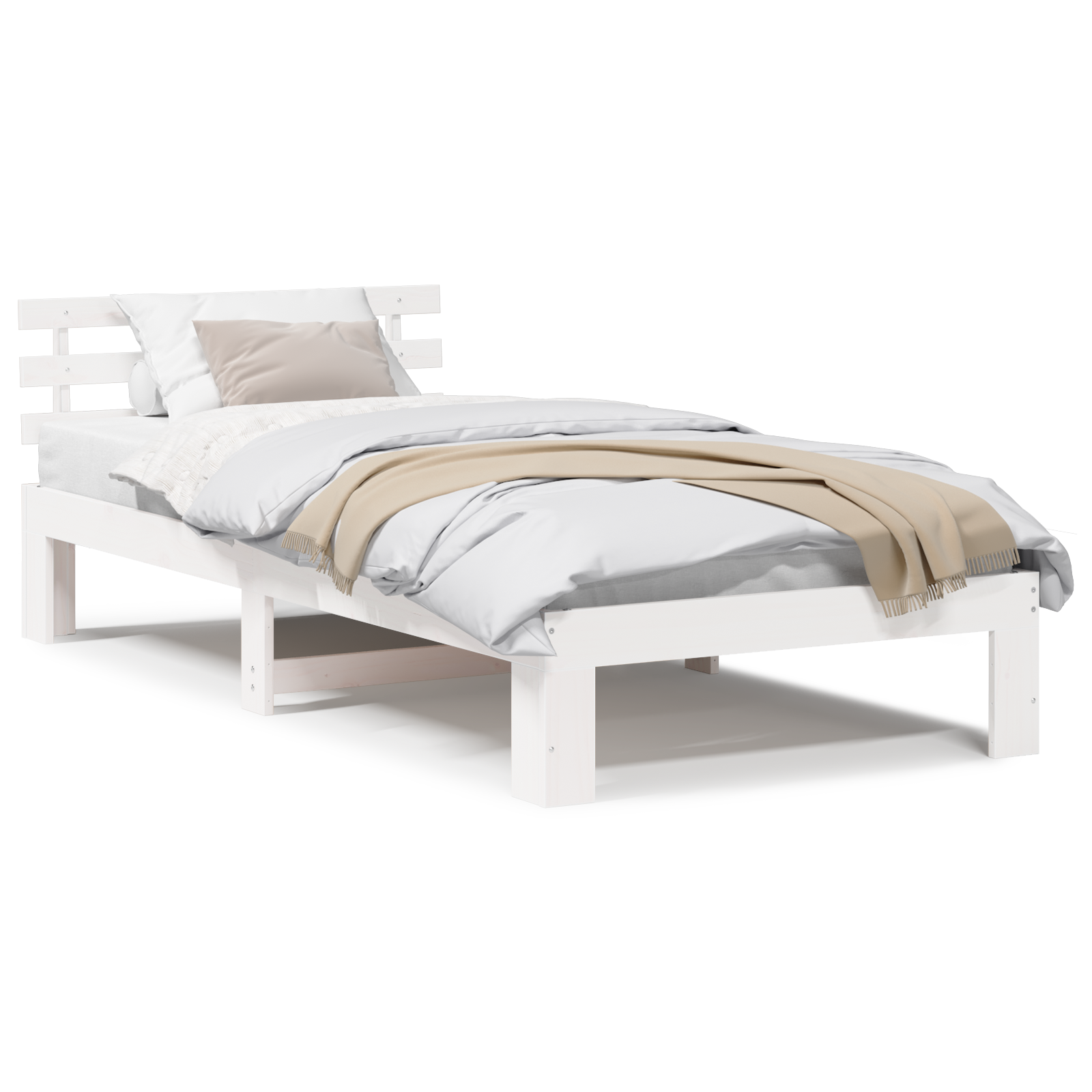 Struttura Letto in Legno Bianco Legno Singolo Durevole