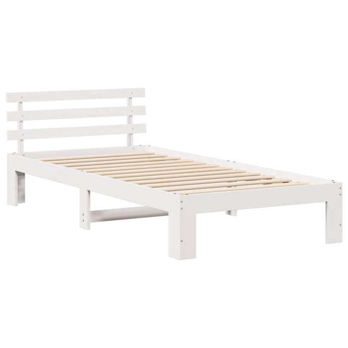 Struttura Letto in Legno Bianco Legno Singolo Durevole